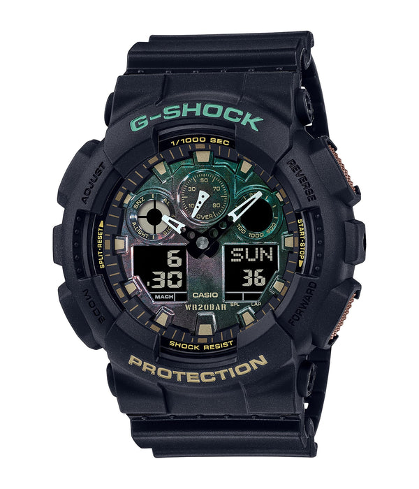 Casio G-Shock Analog/Digital Rusted Iron Dial Black Watch GA100RC-1A