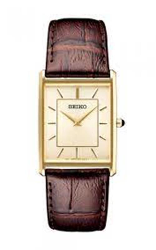 Seiko Quartz Golden Dial Brown Leather Women's Analog Wrist Watch SWR064