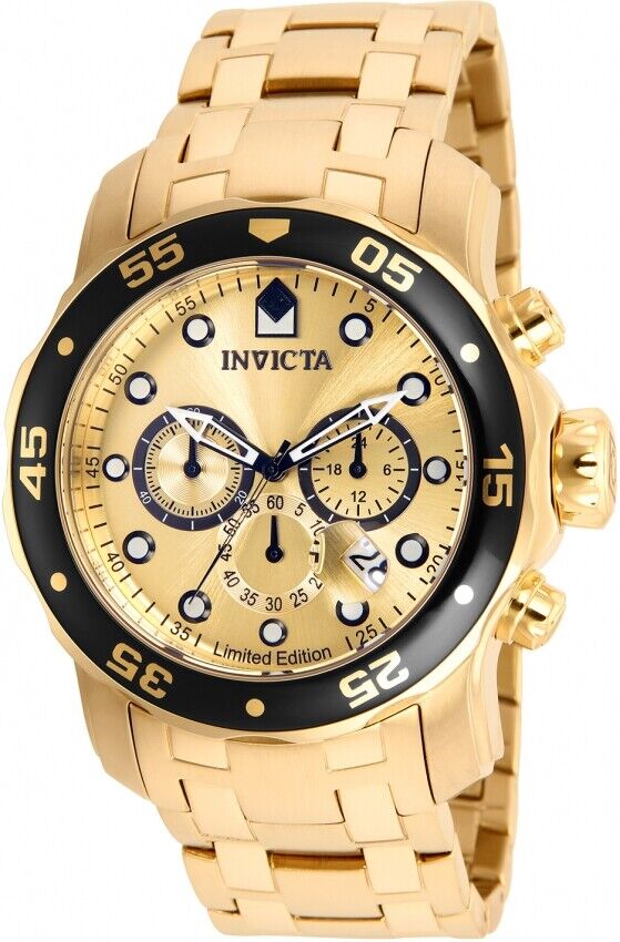 Invicta Pro Diver Golden Dial Men's Chronograph Stainless Steel Watch ILE0072A