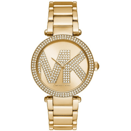 Michael Kors Mk6659 Gold Mk Logo Glitz Dial Gold Stainless Bracelet Womens Watch