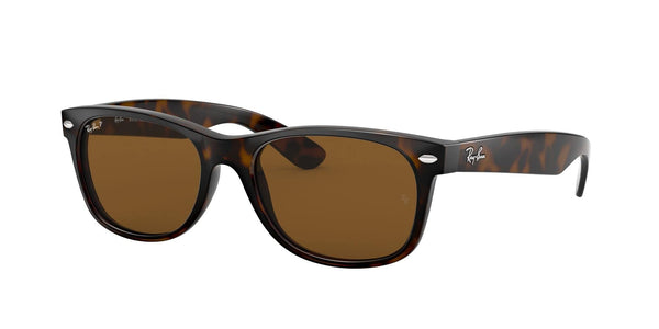 Ray-Ban RB2132 New Wayfarer Square Sunglasses, Tortoise/Polarized Brown, 55 mm