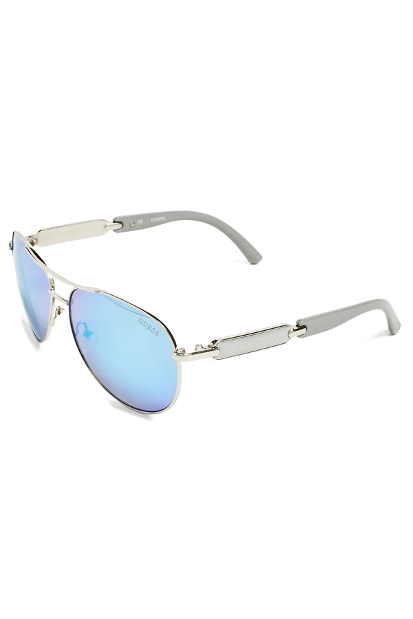 GUESS Women's Metal Aviator Sunglasses, 06X, 60 mm GU7295-06X Blue Frame