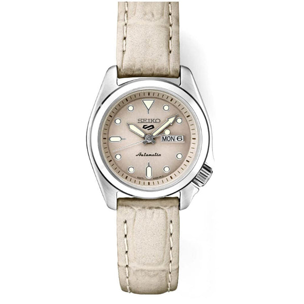 Seiko Men's Sand Beige Dial Beige Leather Band Automatic Watch