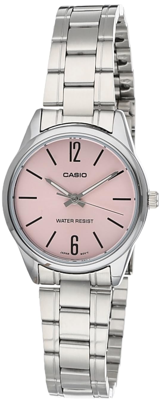 Casio LTP-V005D-4B Women's Standard Stainless Steel Pink Dial 3-Hand Analog Watch