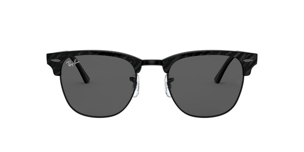 Ray-Ban RB3016 Clubmaster Square Sunglasses, Wrinkled Black Dark Grey, 49 mm