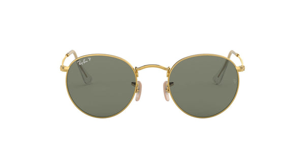 Ray-Ban Rb3447 Round Metal Sunglasses, Gold/Green Polarized, 50 mm