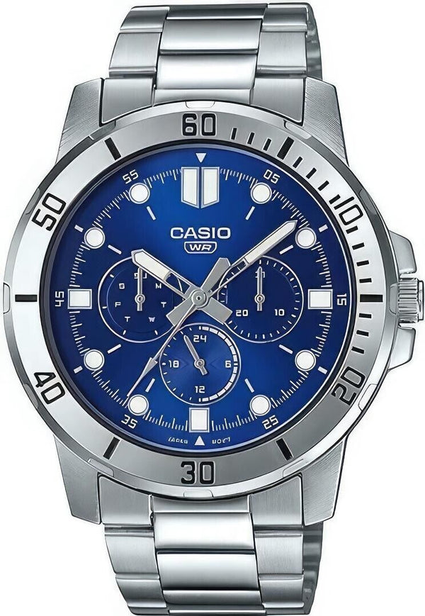 Casio MTP-VD300D-2E Men's Blue Dial Analog Watch Steel Band New