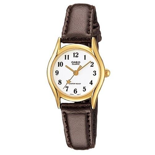 Casio Women's Core LTP1094Q-7B4 Brown Leather Quartz Watch with White Dial