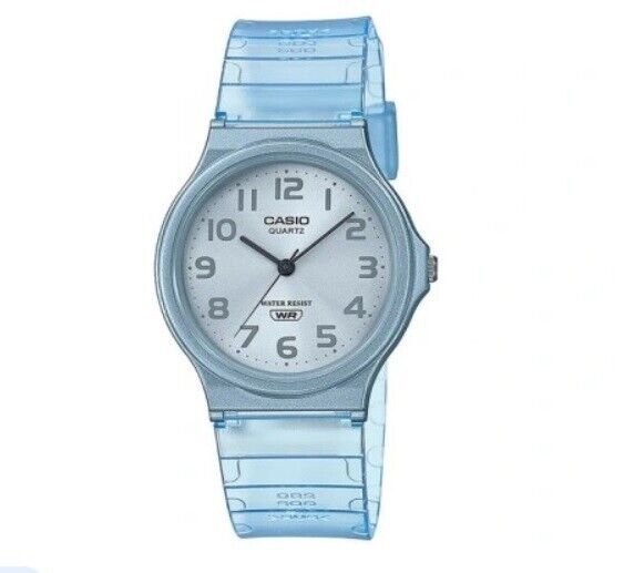 Casio MQ-24S-2B Translucent Blue Resin Analog Girls Watch WR MQ-24 Original New