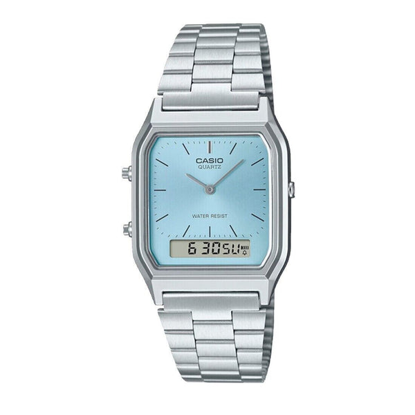 CASIO AQ-230A-2A1 Ice Blue Retro Dual Time Vintage Series Digital Watch