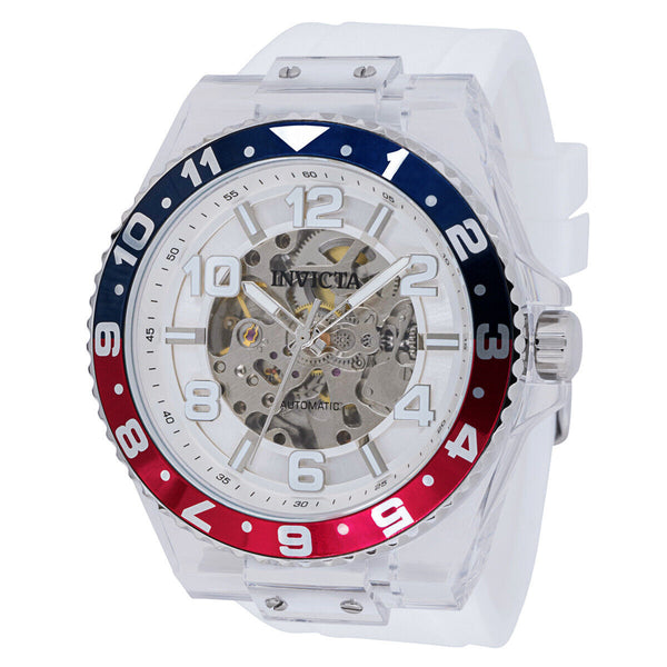 Invicta 44381 Speedway Automatic Skeleton Pepsi Dial White Silicon Men's Watch