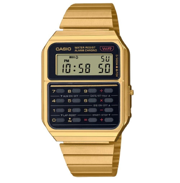 Casio CA-500WEG-1A Vintage Calculator Gold Tone Stainless Steel Quartz Men Watch