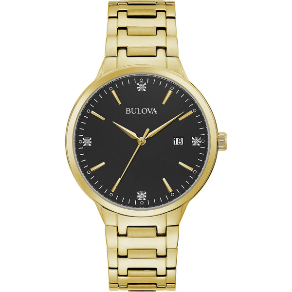 Bulova Men's Quartz Diamond Accent Calendar Gold Watch 40mm 97D122