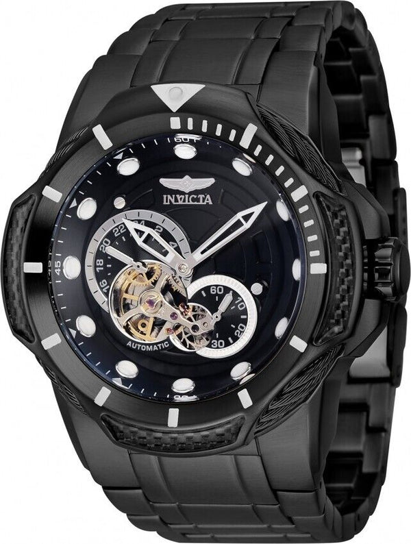 Invicta Men's 39929 Bolt Automatic All Black Dial  Watch 51mm Open Heart