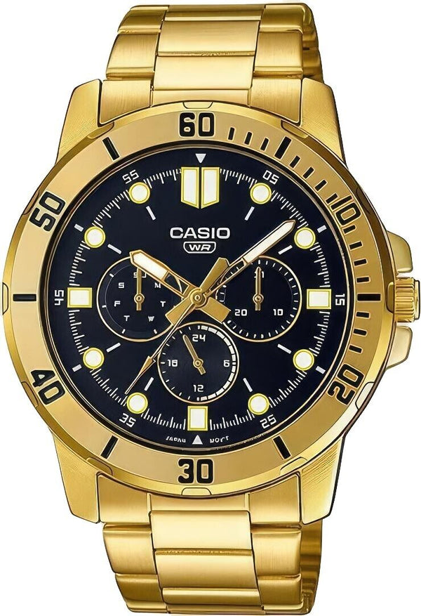 Casio MTP-VD300G-1E Black Analog Gold Stainless Steel Quartz Men's Casual Watch