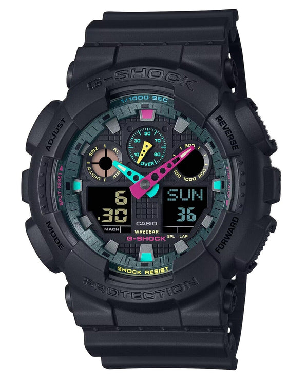 Casio G-SHOCK GA100MF-1A Men's XL 3-Eye Multi-Fluorescent Black Ana-Digi Watch