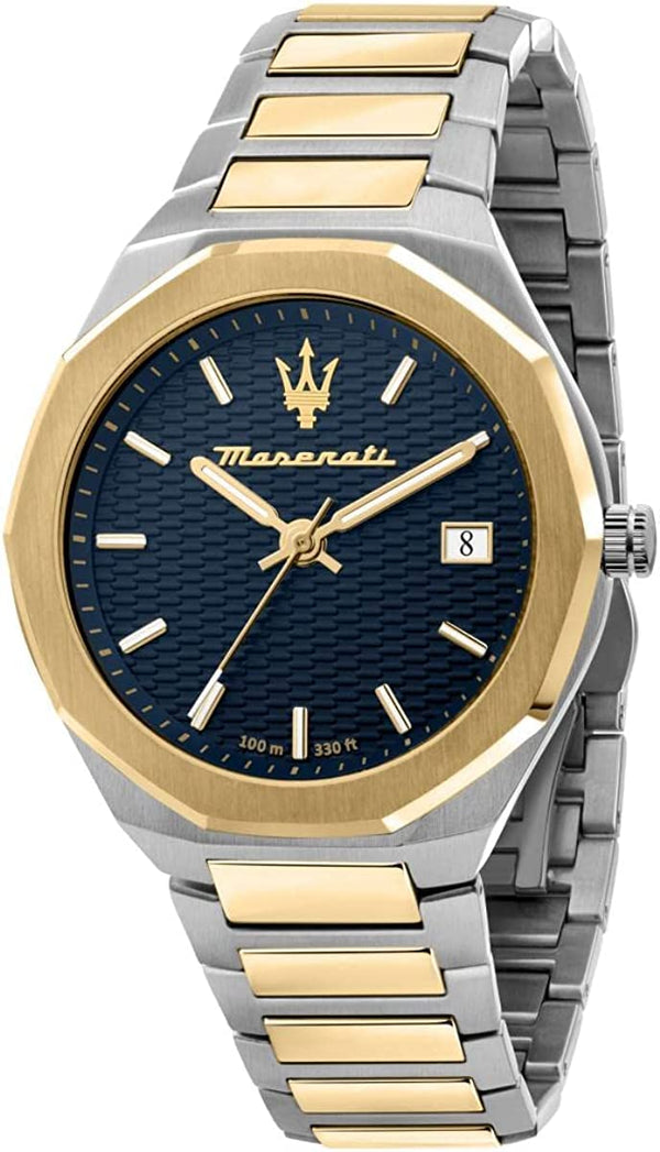 Maserati Stile Two Tone Stainless Blue Dial Quartz R8853142007 100M Men's Watch