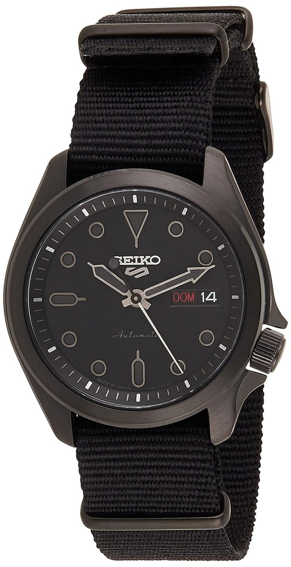 SEIKO Men's 5 Sports Automatic Watch with Nylon Strap, Black, 22 (Model: SRPE69)