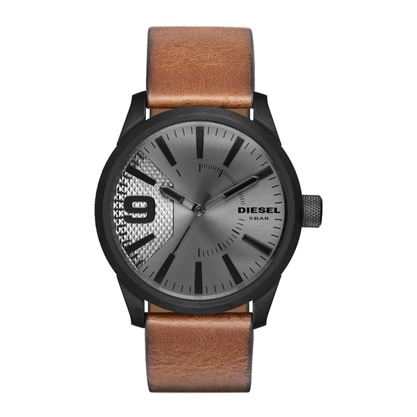 Diesel Rasp Grey Dial Brown Leather Men's Watch DZ1764