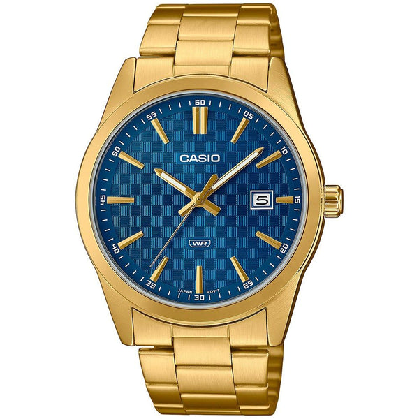 Casio MTP-VD03G-2A Men's Standard Gold Tone Stanless Steel Blue Dial 3-Hand Analog Watch