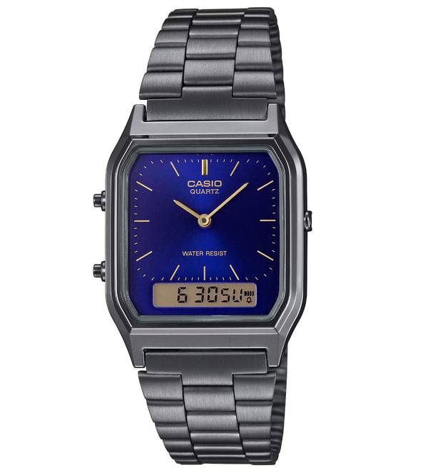 Casio Analog-Digital Fashion Quartz Mens Vintage AQ-230GG-2A, Gray BLUE Dial