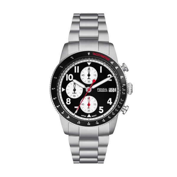 Fossil Men's Sport Tourer Quartz Chronograph Watch, Color: Silver/Black FS6045