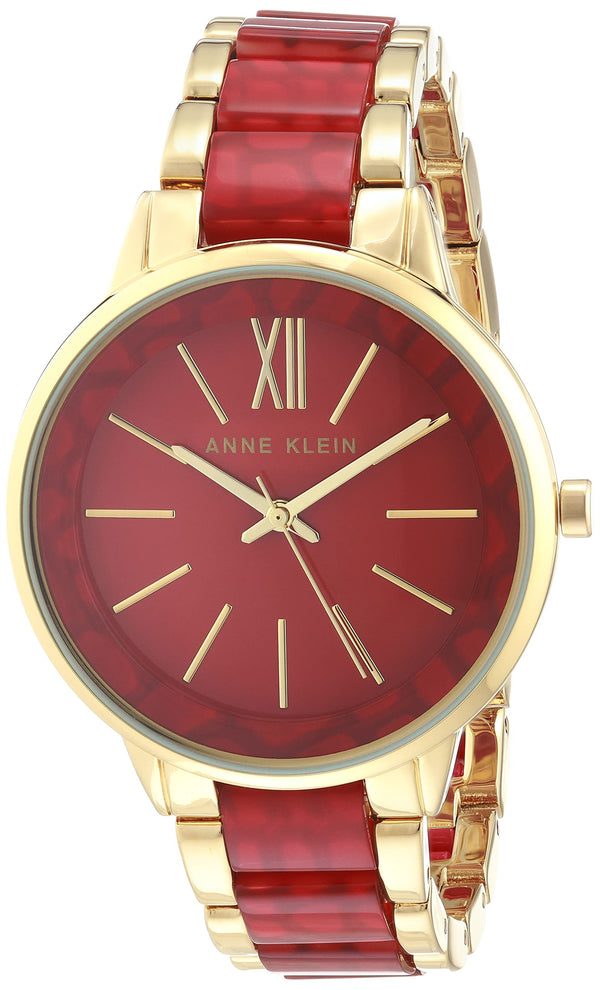 Anne Klein Women's Resin Bracelet Watch Red with Gold AK/1412RDGB