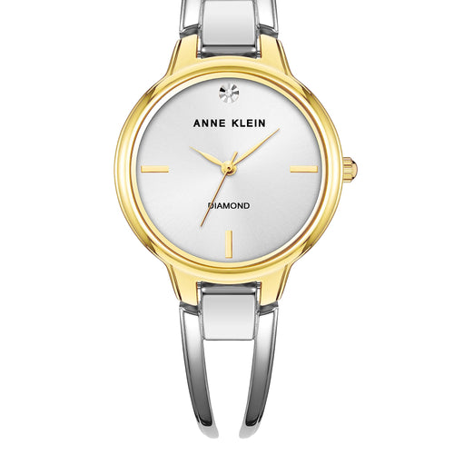 Anne Klein Women's Genuine Diamond Dial Bangle Watch AK/2627SVTT