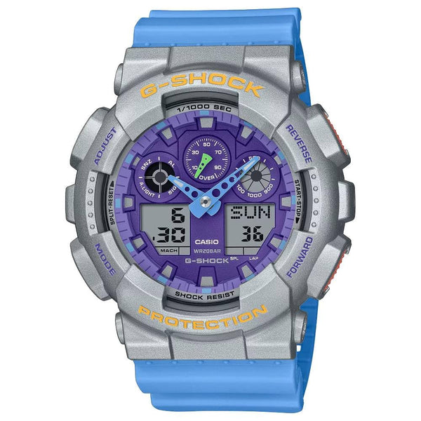 Casio GA100EU-8A2 Men's Classic Vibrant Color Alarm Chronograph G Shock Watch