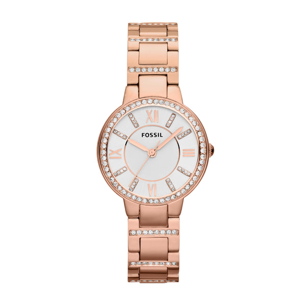 Fossil Women's Virginia Three-Hand Day-Date, Rose Gold-Tone Stainless Steel Watch, ES3284