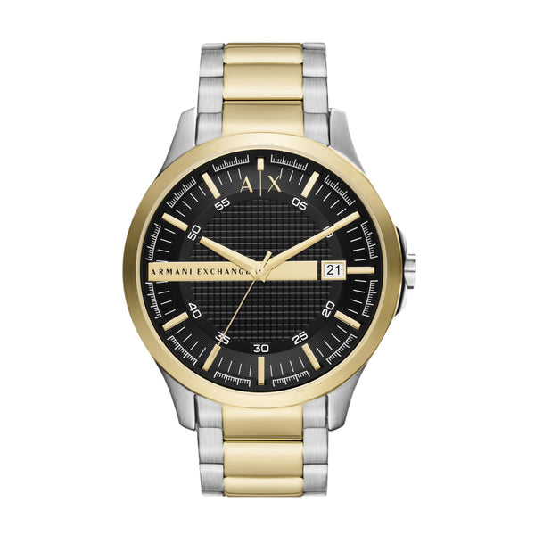 Aï½X Armani Exchange Men's Three-Hand Date Silver and Gold Two-Tone Stainless Steel Bracelet Watch (Model: AX2453)