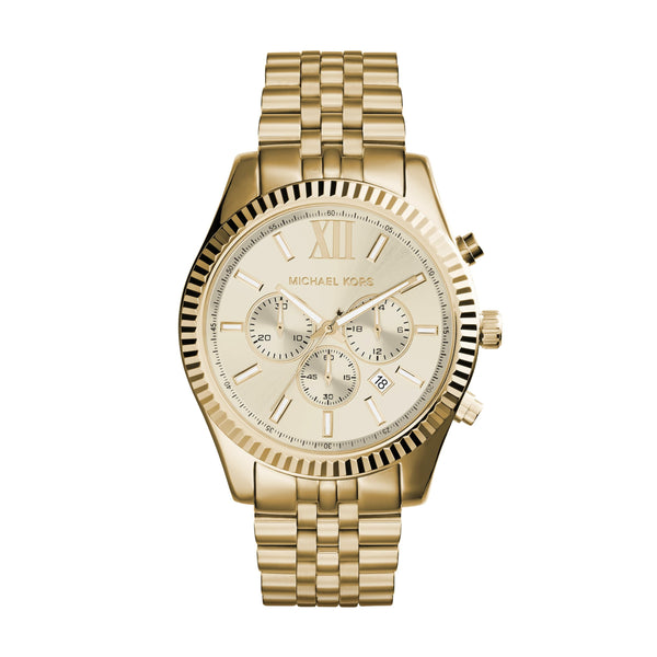 Michael Kors Men's Lexington Gold-Tone Chronograph Metal Watch, MK8281