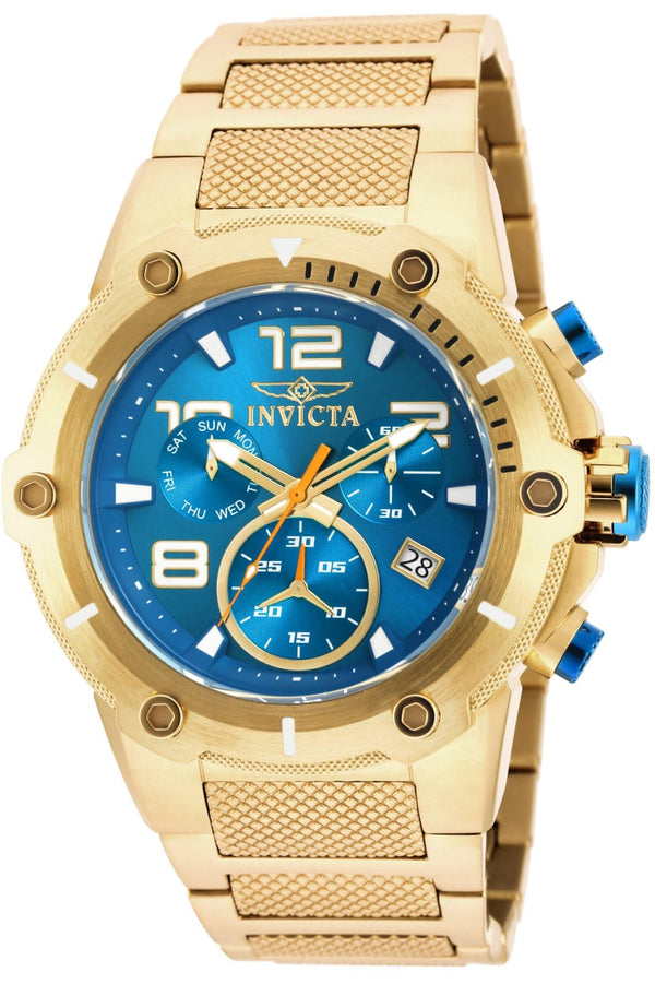 Invicta Speedway Chronograph Blue Dial Gold Ion-Plated Mens Watch 19532