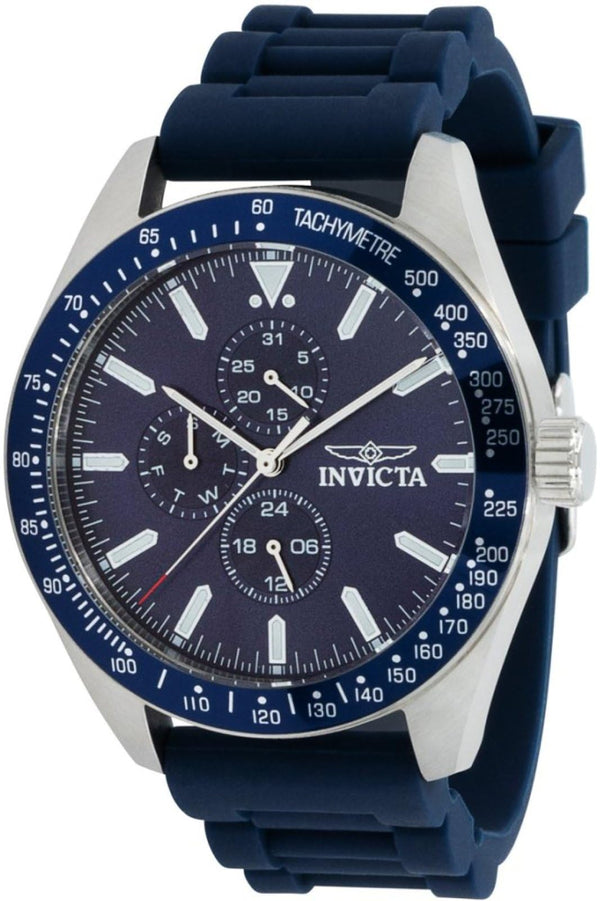 Invicta Men's Aviator 45mm Silicone Quartz Watch, Blue (Model: 38401)