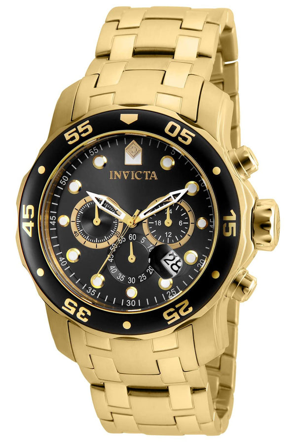 Invicta Men's 80064 Pro Diver Chronograph Charcoal Dial 18k Gold Ion-Watch