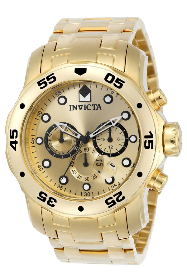 Invicta Men s 0074 Pro Diver Scuba Champagne Dial Gold Steel Bracelet Dive Watch