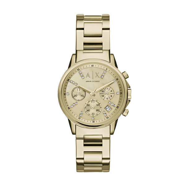 Aï½X ARMANI EXCHANGE Women's Chronograph Stainless Steel Watch, Color: Gold (Model: AX4327)