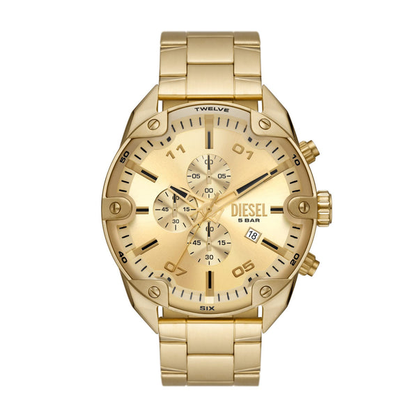 Diesel Spiked Stainless Steel Chronograph Men's Watch, Color: Gold (Model: DZ4608)