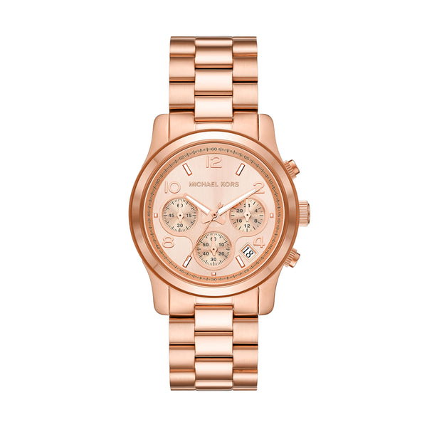 Michael Kors Runway Chronograph Quartz Rose Gold Dial Watch MK7324