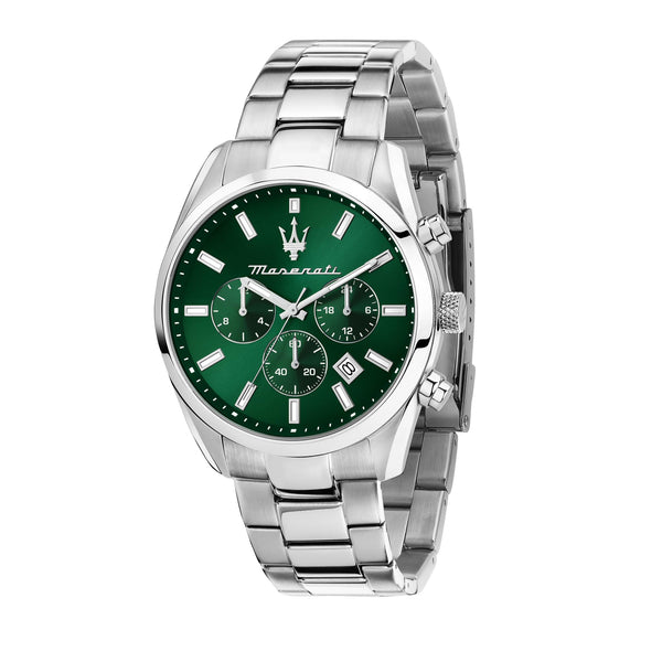 Maserati Men's Watch - Attraction Chronograph Silver 43mm Green R8853151011