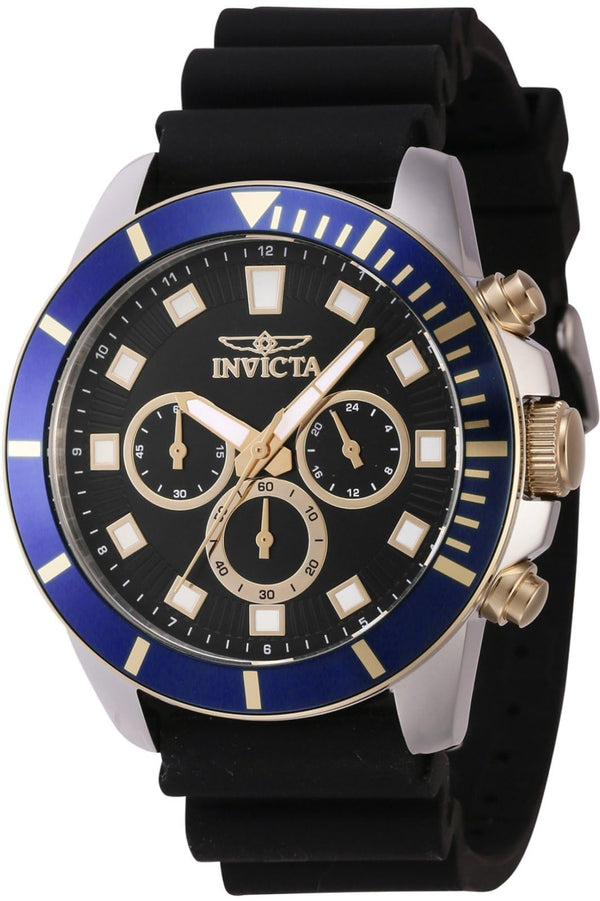 Invicta Mens Pro Diver 45mm Silicone Chronograph Quartz Watch Black Model 46082