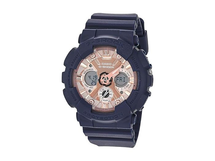 Casio G-Shock S Series Digital Analog Ladies Watch GMA-S120MF-2A2 Blue Rose Gold