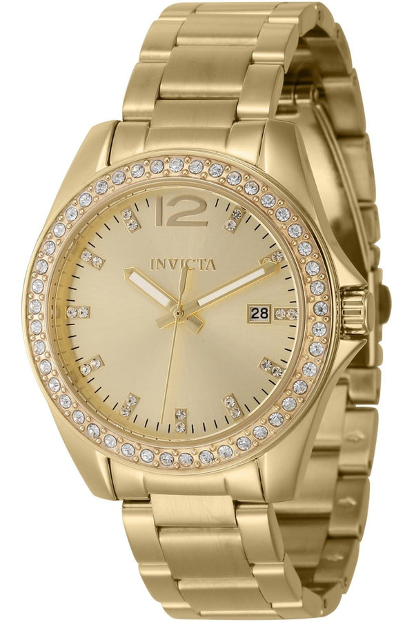 Invicta Angel Quartz Crystal Gold Dial Ladies Watch 44840