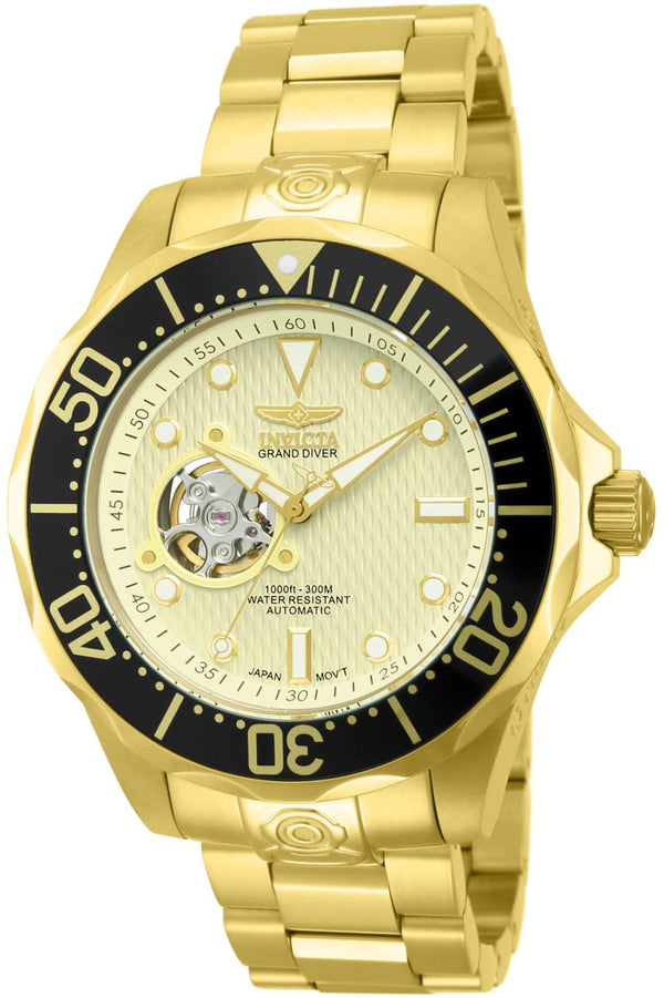 Invicta Men's 13710 Grand Diver Automatic Gold Dial 18k Ion-Plated Watch