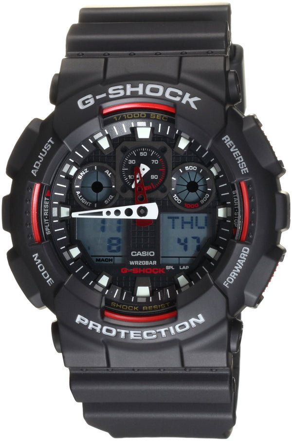 Casio GA100-1A4 G-Shock X-Large Red Black Ana/Digi Men Watch NEW