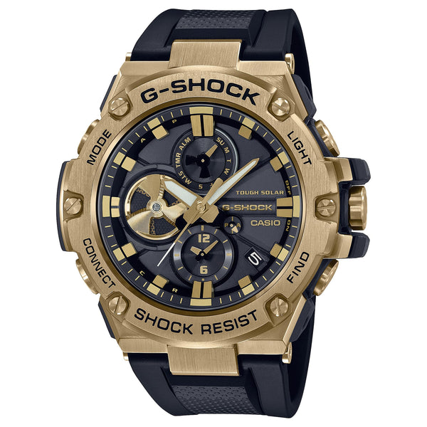 G-Shock Casio Stay Gold Series G-Steel Solar Gold and Black Watch | GSTB100GB1A9