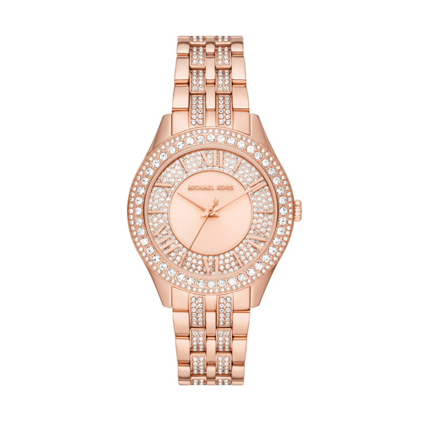 Michael Kors Harlowe Three-Hand Rose Gold-Tone Stainless Steel Women's Watch (Model: MK4710)