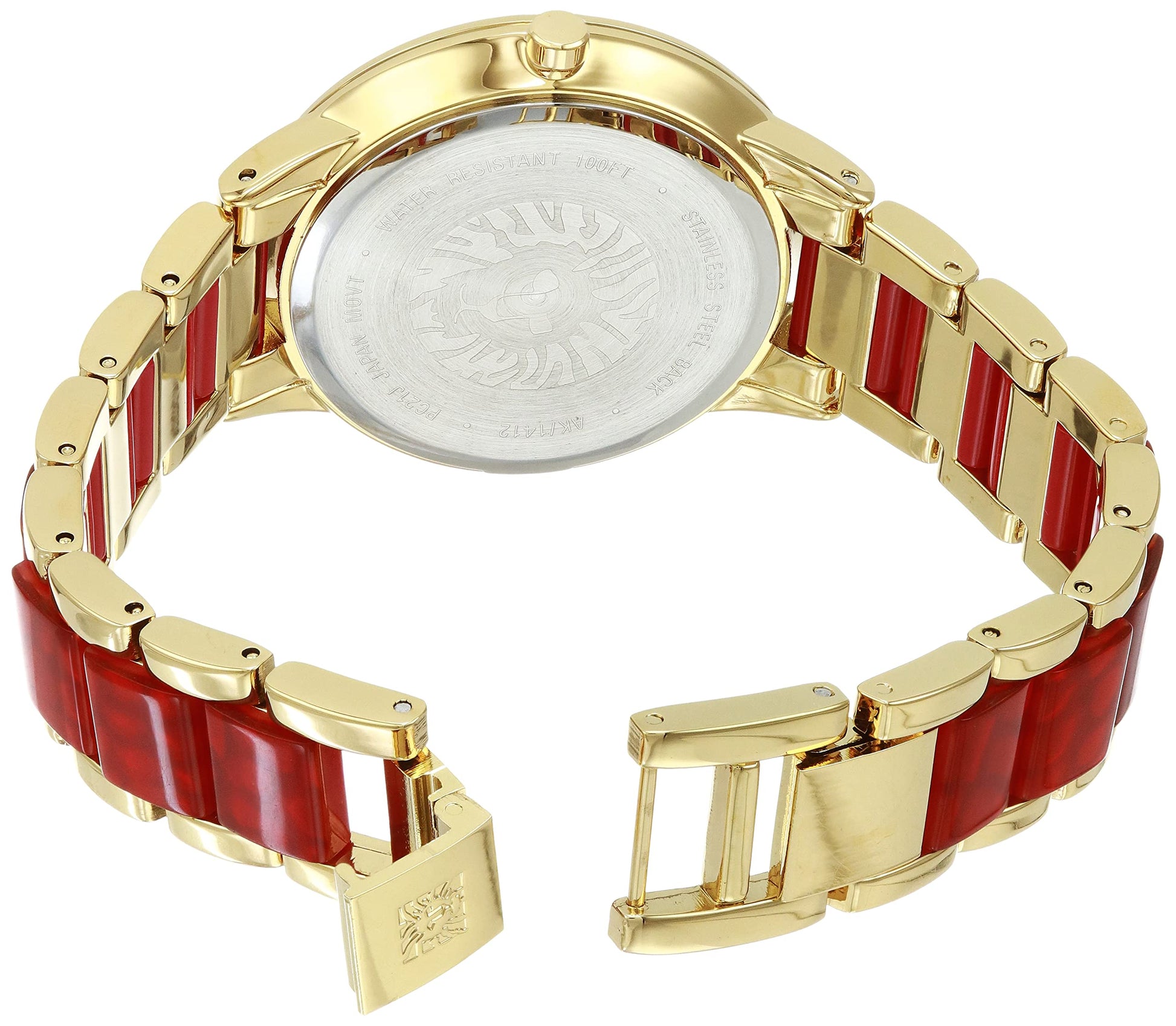 Anne Klein Women's Resin Bracelet Watch Red with Gold AK/1412RDGB