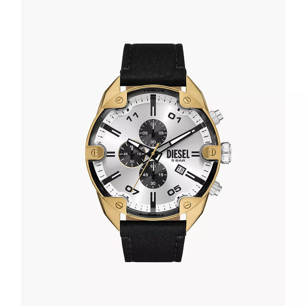 Diesel Men's Spiked Chronograph Leather Watch - Black