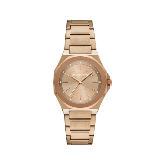 Armani Exchange Women's Three-Hand Beige Gold-Tone Stainless Steel Watch - Beige Gold